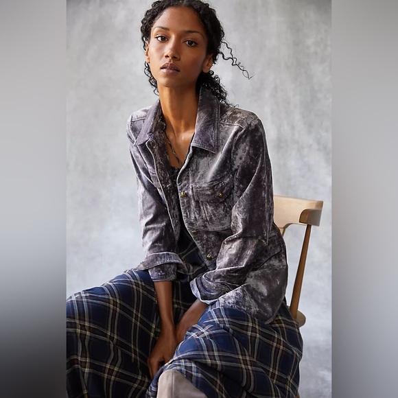 Anthropologie velvet utility shirt jacket size medium‎ - Picture 2 of 9